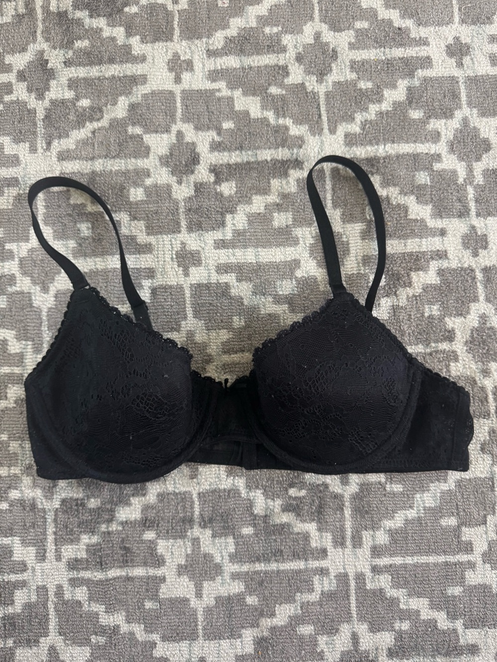 Aerie Black Lace Underwire Bra 32C Adjustable Straps